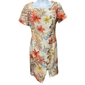 Shelby Palmer  Hawaiian Dress 16 Retro Short Sleeve Below Knee Floral